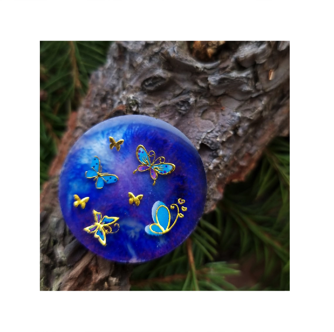 Адресник Magic синий/фиолетовый с бабочками